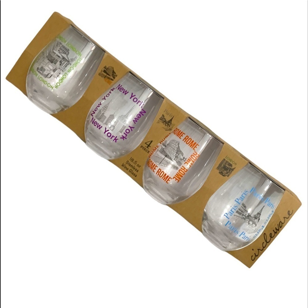 Circleware Voyagers Stemless Wine Glasses, Set of 4 Drinking Glassware  18.9 Oz - Picture 6 of 16
